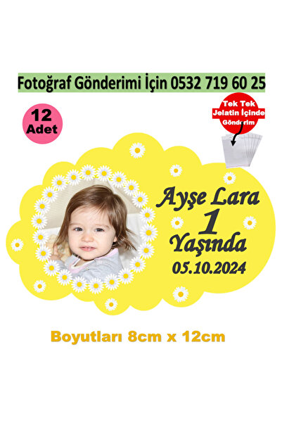 Elara Tasarım 12 Adet Büyük Boy Fotoğraflı Kişiye özel Papatya Temalı Magnet ...