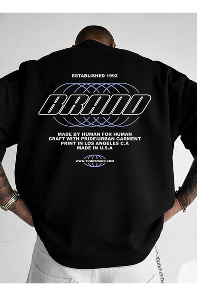 LORVEX Swea tricou negru, supradimensionat, unisex, cu guler rotund, imprimeu...