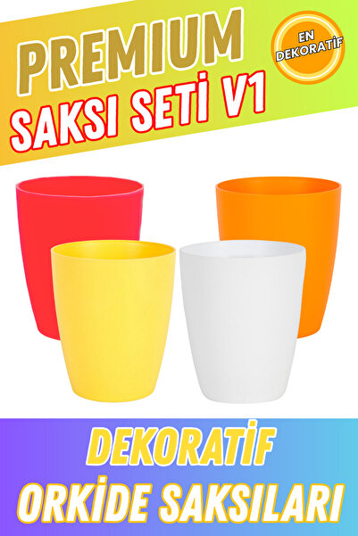 Plant Home Power Mix Premium Saksı Seti V1 – 4’lü Dekoratif Orkide Saksısı 1,...