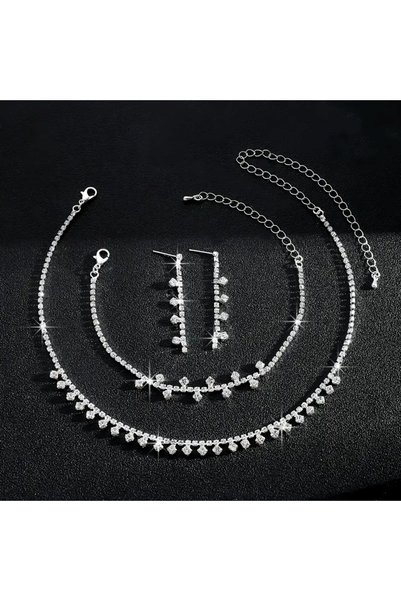 Estilo Lingerie Zircon Stone Exquisite Galaxy Model Necklace Earrings Bracelet Set Gift Jewelry Set Wedding Engagement Set