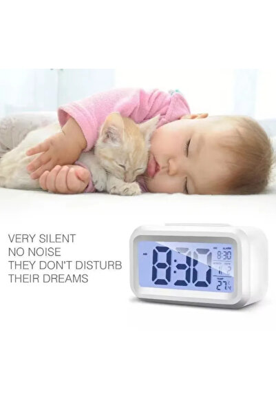 OEM Digital clock with LED display, alarm, white, 12/24h