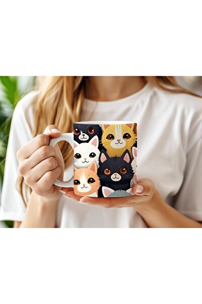 Beramussa كوب ملون بنقش قطة لطيفة - كوب للقهوة والشاي بوجه جذاب - هدية مع صور...