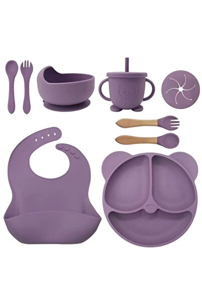 FONIX Set complet de diversificare bebeluși – silicon alimentar, 8 piese, violet