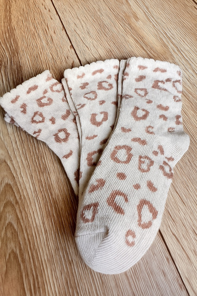 Pamuktan Tene 3 Çift Pamuklu Çocuk Çorap Leopar Desen