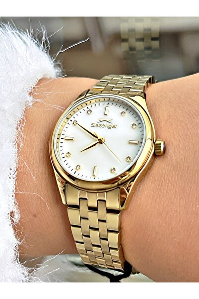 Slazenger Steel Band Steel Case 5 Atm Water Resistant Gold Color Women Wristwatch 2528Mr