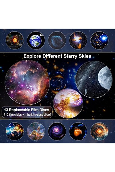 Generic 12-in-1 Galaxy Star Projector Night Light, LED Space Planetarium with Timer, White