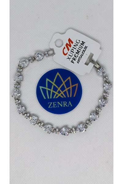 xUPING سوار فضي اللون مرصع بحجر الزركون على شكل قلب مصنوع من الفولاذ المضاد ل...