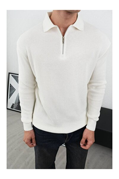 perasttesktil Men's Zippered Shirt Collar Knitwear