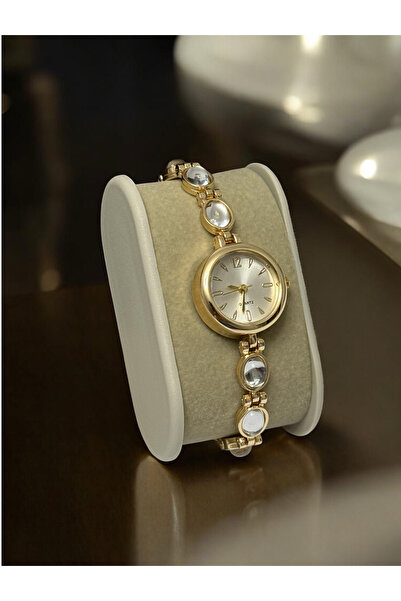 MAC CENTER Stone Round Model Gold Color Steel Cord Women's Wrist Watch-Gift-Valentine's Day-Elegant Model
