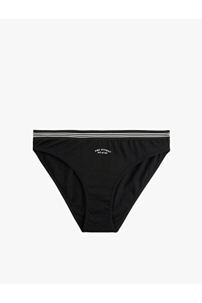 Koton Cotton Striped Waist Detail High Waist Comfortable Fit Printed Brief Panties