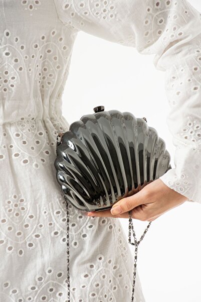 H&D COLLECTİON Rochie de seară model Oyster Shell din metal antracit pentru f...