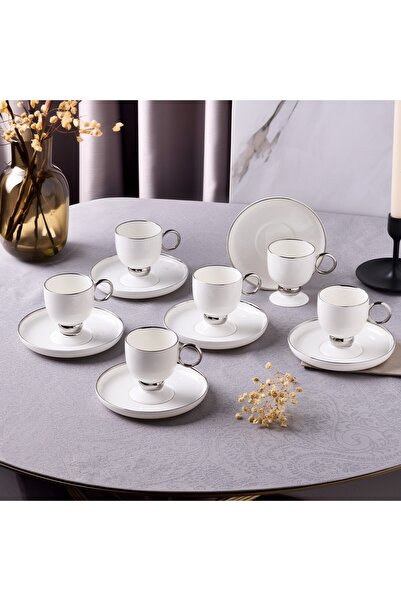 Aryıldız Margaux Platin 12 Parça 6 Kişilik Türk Kahve Fincanı