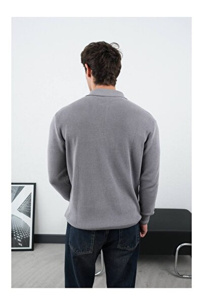 perasttesktil Men's Zippered Shirt Collar Knitwear