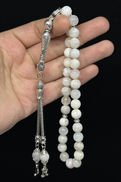 Fabula Silver Ay Taşı Tesbih Kişiye Özel Harfli Erkek Hediye Doğal Taş Tespih