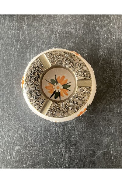 RGS HOMELİFE Handmade Ashtray with Flower and Fruit Patterns with Lid, Decorative Gift Presentation Tray