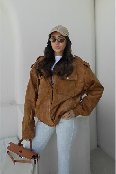 Havoş Camel Premium Fabric Leather Suede Jacket