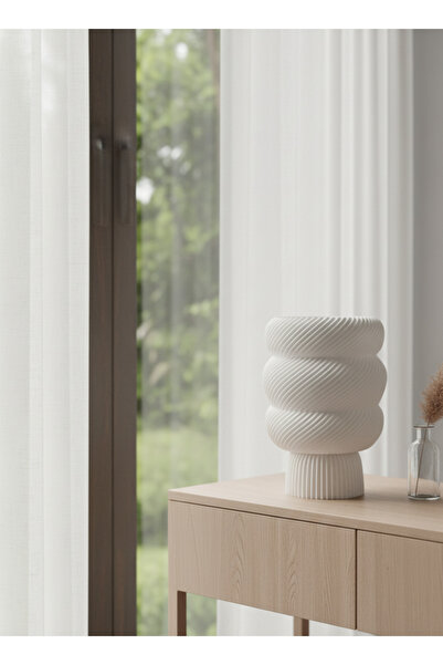 Tuby Store Swirl Charm Serisi Abajur - Dekoratif Aydınlatma - Gece Lambası - Masaüstü Lamba - Beyaz Abajur