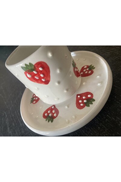 RGS HOMELİFE SERAMİK 2'li Çiçek ve Meyve Desenli Dekorlu TÜRK Kahve Fincan Seti 4 Parça "%100 Yerli Ürün"