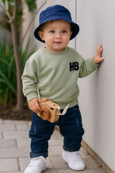 P&H BABYWEAR طقم سترة مطرزة بقبعة مزدوجة الجوانب مكون من 3 قطع للأطفال الرضع/...