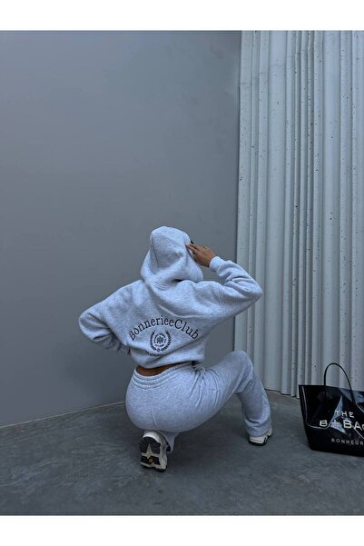 bonibon butikk Women's Quality Luxury Clothing 3 Thread Raised Embroidery Detail Bottom Top Set