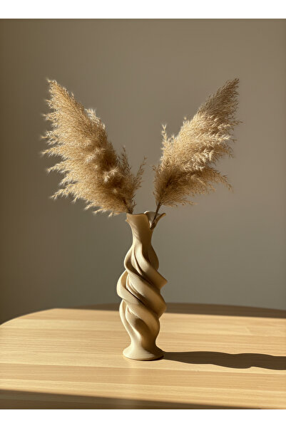 yade store Aura Vazo, ahşap baskılı vazo, minimal vazo, modern vazo