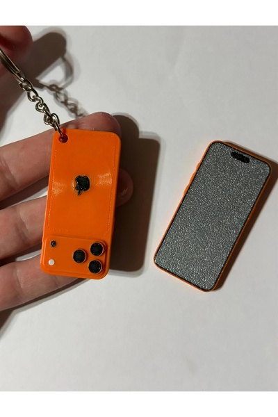 Home iPhone 17 Figür Anahtarlık - Hediyelik Aksesuar - Gümüş Rengi Zincirli