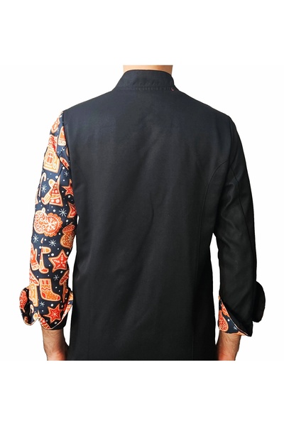 Ant Rotagrup Üniforma ve İş Elbiseleri Шефска яке с мотиви, унисекс, с копчета, с дълги ръкави, за кухня, с мотиви на бисквитки