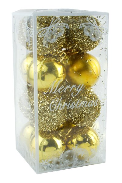 OSENSE 16 bucăți de ornamente pentru brad de Crăciun, de culoare galbenă, de lux