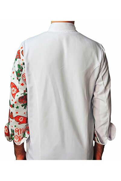 Ant Rotagrup Üniforma ve İş Elbiseleri Chef Jacket Patterned Unisex Snap Fastener Long Sleeve Chef Cook Kitchen Jacket Candy Patterned