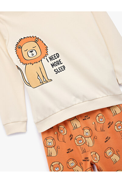 Koton Lion Printed 2-Piece Cotton Pajama Set