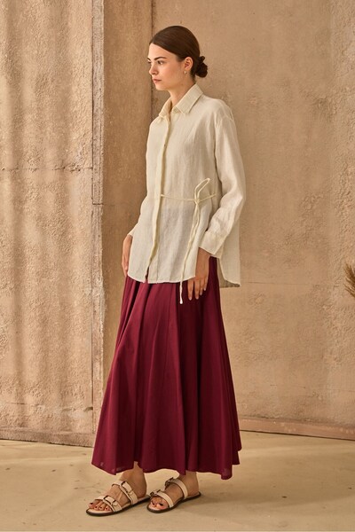 QANU Πουκάμισο από καθαρό λινό εκρού