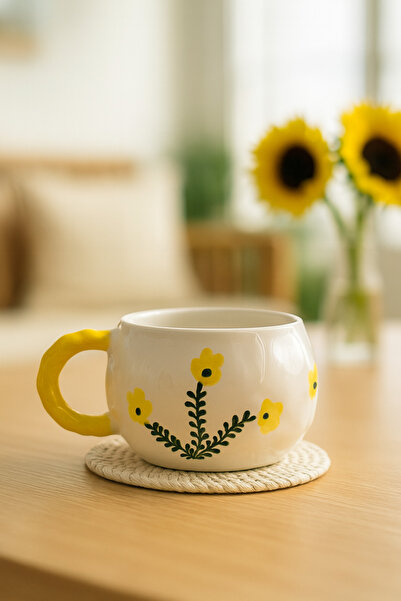 Kotium Ceramics Embossed Textured Yellow Floral Pattern Special Embossed Full...