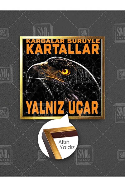 SML TABLO Врани летят на ята, орлите летят сами Черноорел Орел Картина на квадратно платно в рамка