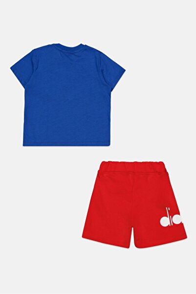 Diadora Toddlers Boy 2 Pieces Brand Logo Top And Bottom Set, Red/Blue