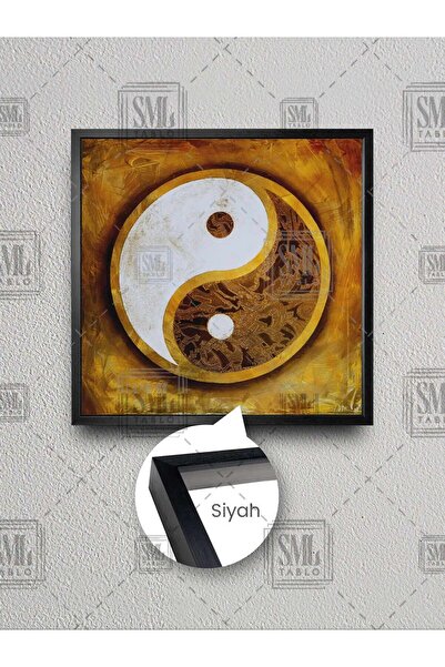 SML TABLO Златно Ин-Ян Добро и Зло и Златно Ин-Ян Далечен Изток Картина върху платно с рамка