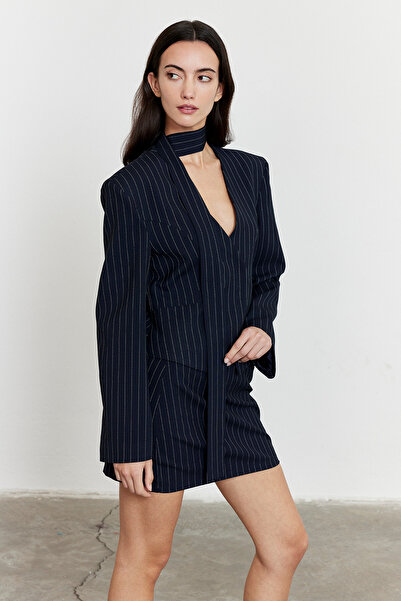 FACETTE Fusta mini cu dungi bleumarin