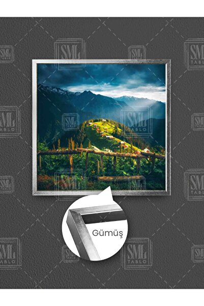 SML TABLO Πίνακας τέχνης σε καμβά με κορνίζα, με τοπίο της Πόκουτ, τα καπνιστ...