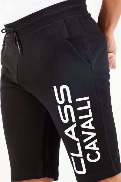 Cavalli Class Men Brand Logo Basic Shorts, Black