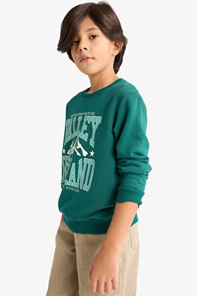 DeFacto Erkek Çocuk Bisiklet Yaka Baskılı Sweatshirt G3850A825WN