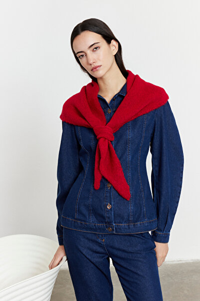 FACETTE وشاح تريكو مسطح باللون الأحمر