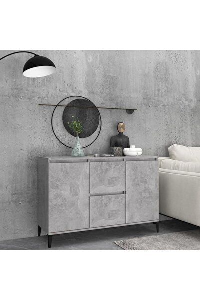 vidaxl خزانة جانبية خرسانية رمادية 102 × 35 × 70 سم من الخشب الهندسي