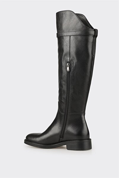 Elle Shoes Siyah Deri Kadın Çizme