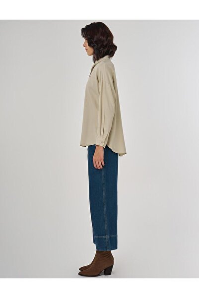 Kayra Half Placket Viscose Shirt Mold Green