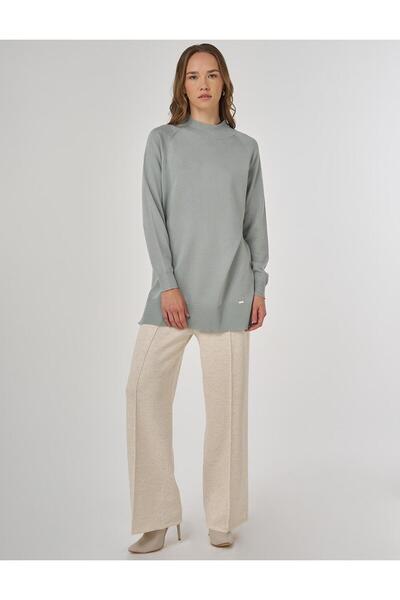 Kayra Half Turtleneck Viscose Knitwear Tunic Moss Green