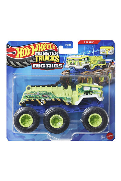 mattel HOT WHEELS MONSTER TRUCK BIG RIGS METAL CAR WITH 6 WHEELS 5 ALARM SCALE 1 TO 64
