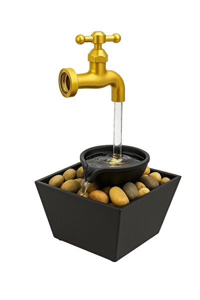 Generic نافورة سطح الطاولة، نافورة على شكل صنبور للاسترخاء مع أحجار إضاءة LED...