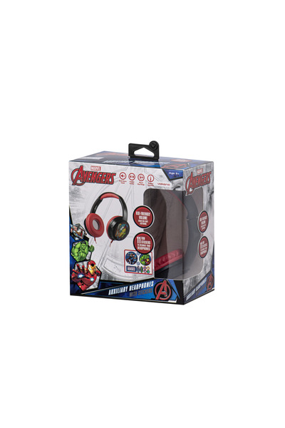 SMD-Volkano سماعات أذن فولكانو مارفل أفينجرز للأطفال، تتضمن 11 ملصقًا، سماعة أذن سلكية