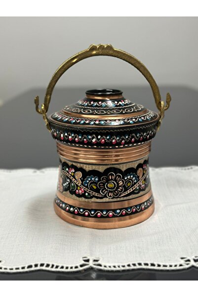 Ecvatorline Store El İşçiliği Desenli Bakır Bakraç – El Yapımı Kapaklı Dekora...