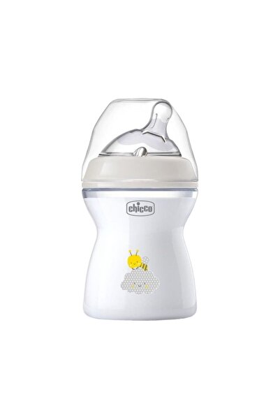 Chicco Biberon cu tetina din silicon, Chicco, Feeling, 250ml, Alb 2-6 luni
