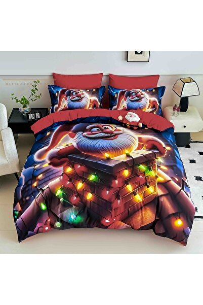 CHIRASO Christmas Bedding CHIRASO, 5D, ELASTIC Sheet 180x200+30cm, Duvet Cover, 4 Pillowcases, Santa Claus